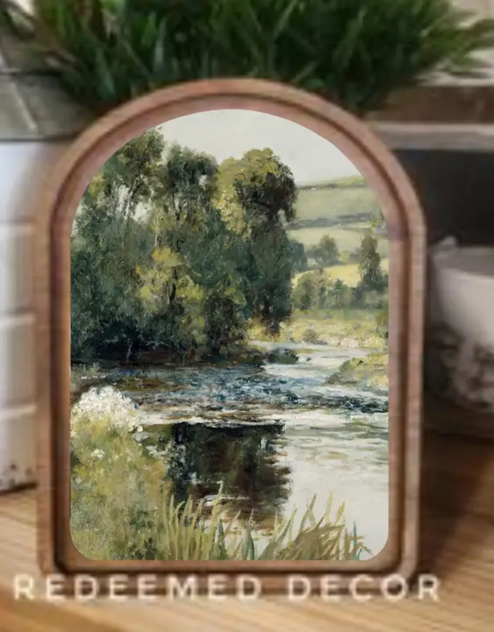 Redeemed Decor Arch Top Framed Art, Green River