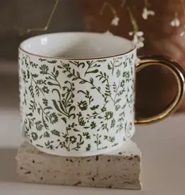 Sweet Water Decor Green Floral Coffee Mug