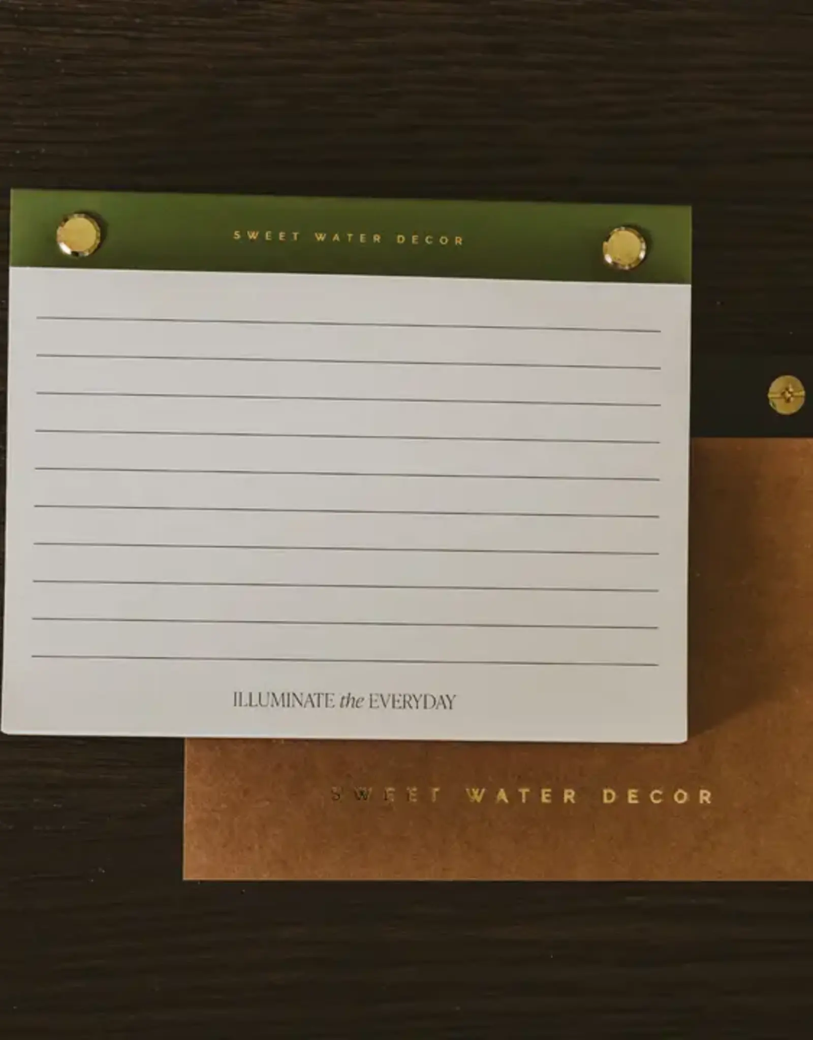 Sweet Water Decor Green & Gold Rivet Basic Notepad, Small