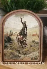 Redeemed Decor Arch Top Framed Art, Southwest Cowboy