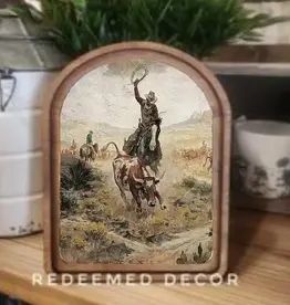 Redeemed Decor Arch Top Framed Art, Southwest Cowboy