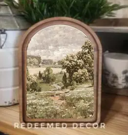 Redeemed Decor Arch Top Framed Art, Spring Landscape 8x11"