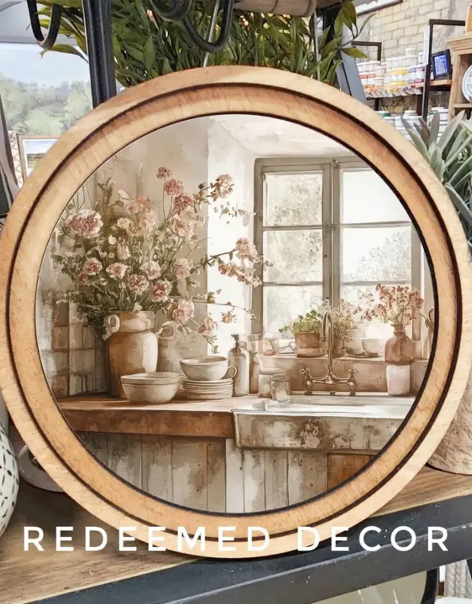 Redeemed Decor 8" Round  Art, Rustic Kitchen