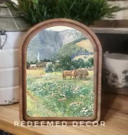 Redeemed Decor Arch Top Framed Art, Blooming Meadows