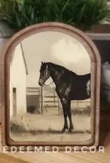 Redeemed Decor Arch Top Framed Art, Black Horse