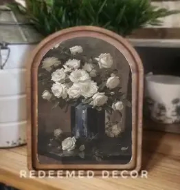 Redeemed Decor Arch Top Framed Art, Moody Roses