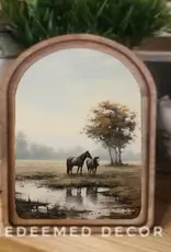 Redeemed Decor Arch Top Framed Art, Pasture Horses