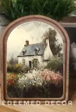 Redeemed Decor Arch Top Framed Art, Spring Cottage