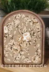 Redeemed Decor Arch Top Framed Art, Taupe Rose Pattern 8x11"