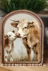 Redeemed Decor Arch Top Framed Art, Cow Calf