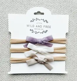 Wild and Free Design Co Velvet Baby Bow Headband Set, Lavender