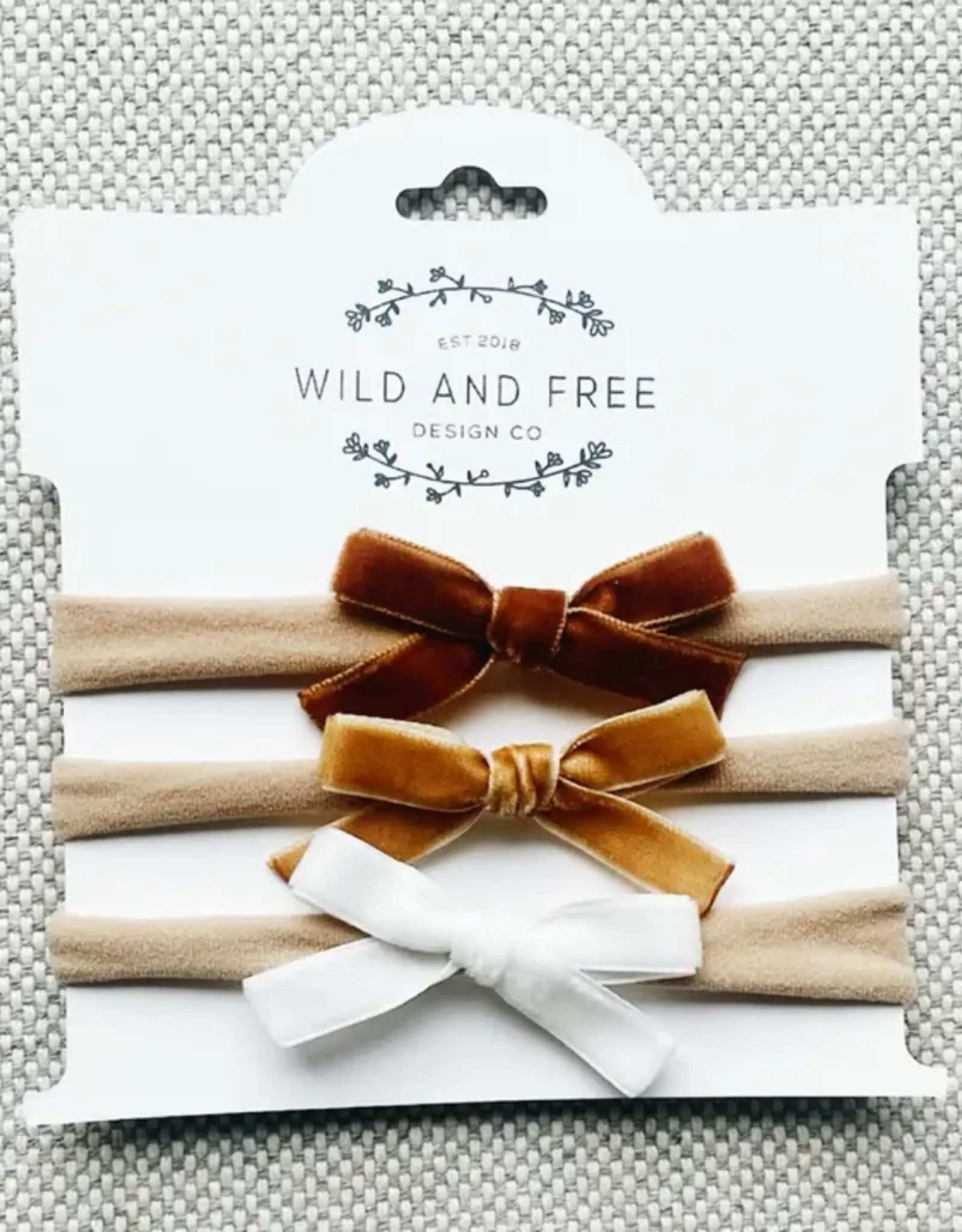 Wild and Free Design Co Velvet Baby Bow Headband, Neutrals