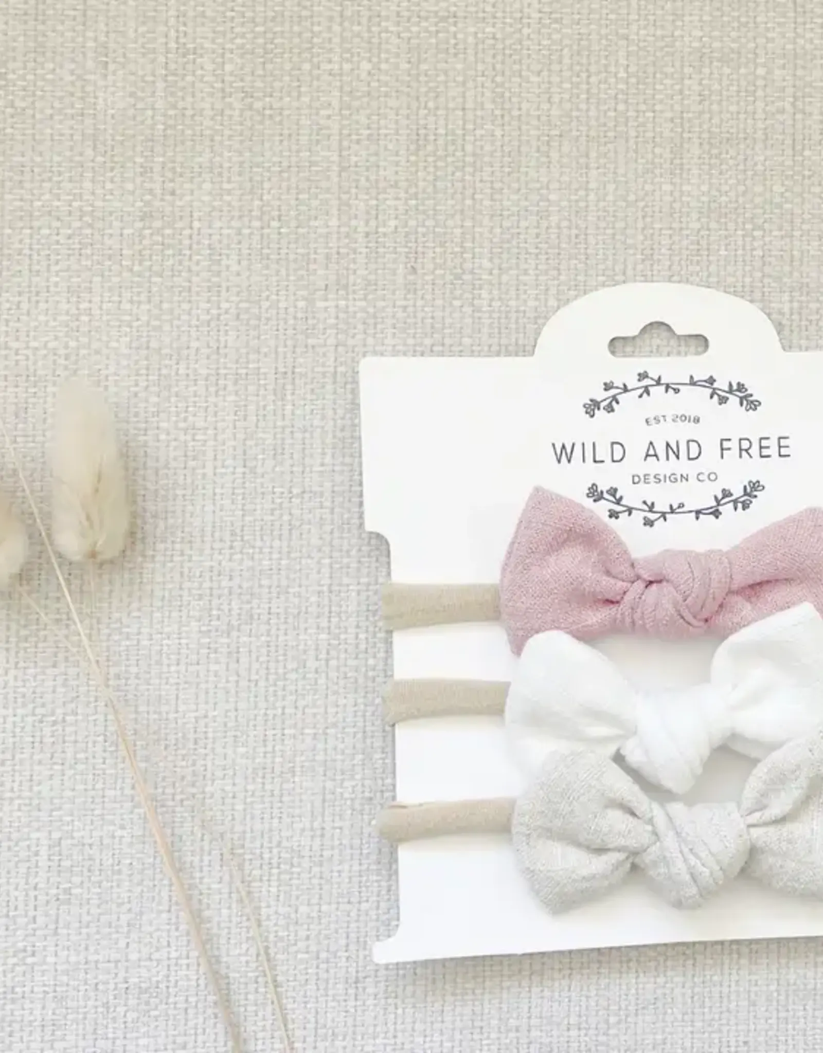 Wild and Free Design Co Neutral Linen Alligator Clip Bow Set