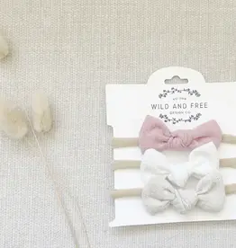 Wild and Free Design Co Neutral Linen Alligator Clip Bow Set
