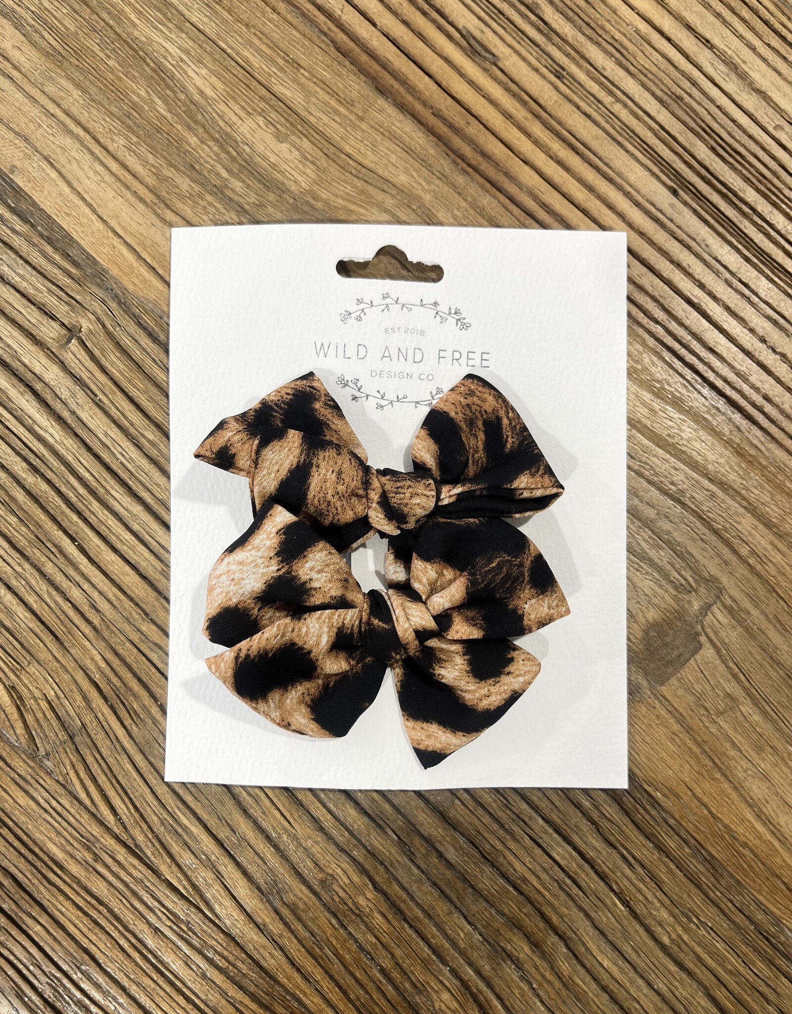 Wild and Free Design Co Leopard Pigtail Bow Set
