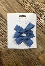 Wild and Free Design Co Neutral Alligator Clip Bow Set, Denim