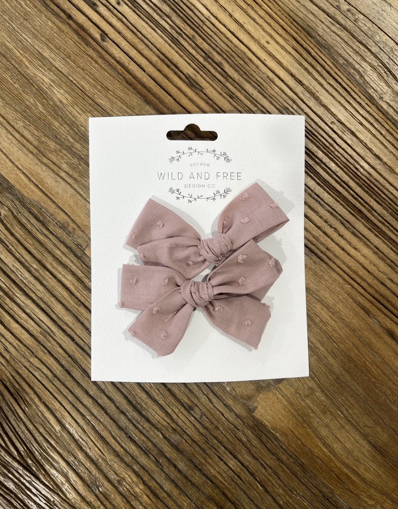 Wild and Free Design Co Neutral Alligator Clip Bow Set, Mauve Dot