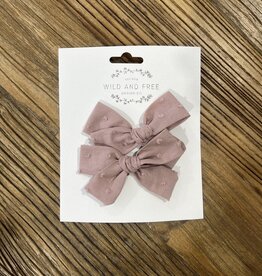 Wild and Free Design Co Neutral Alligator Clip Bow Set, Mauve Dot