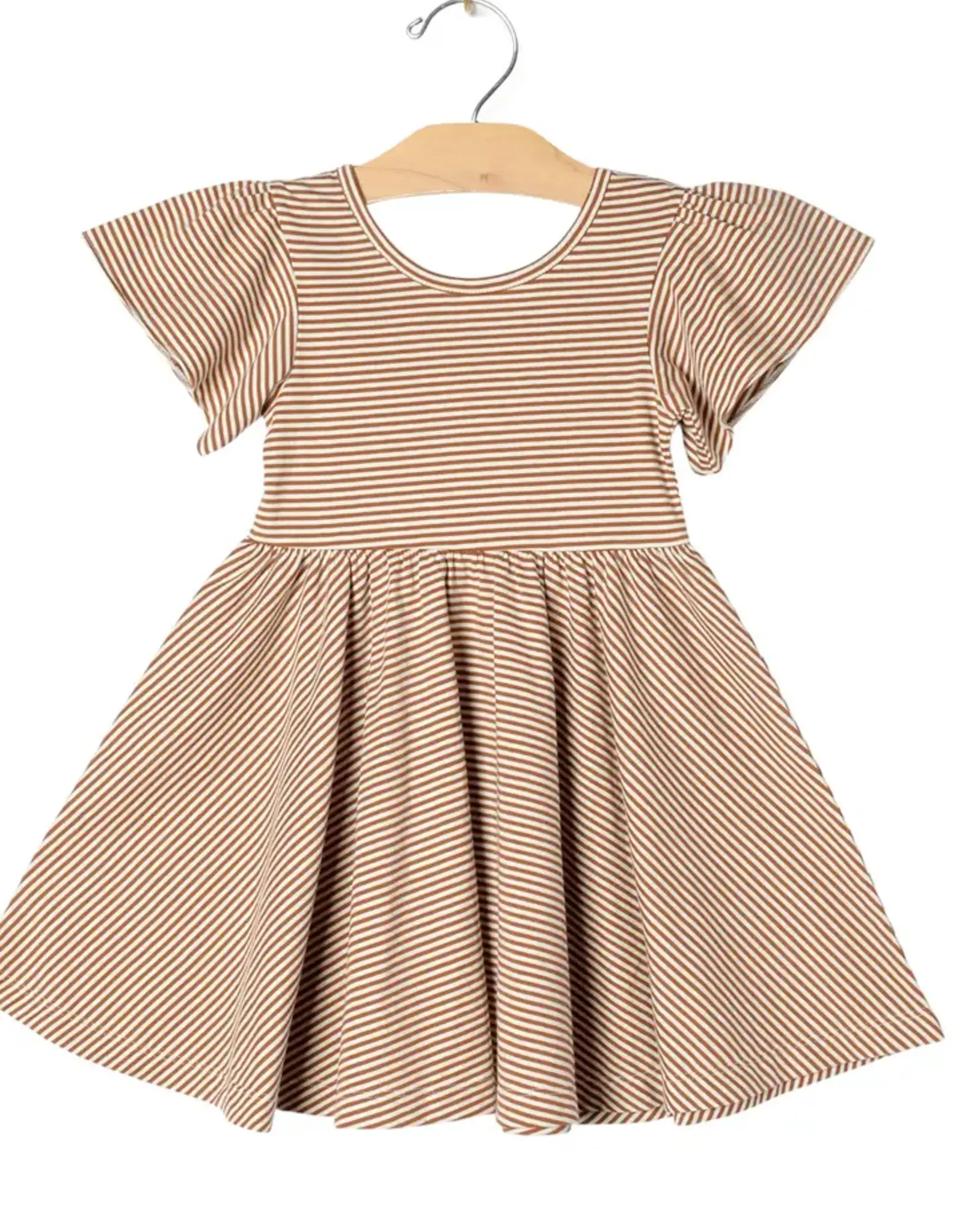 City Mouse Studio Twirl Dress Toffee Stripe