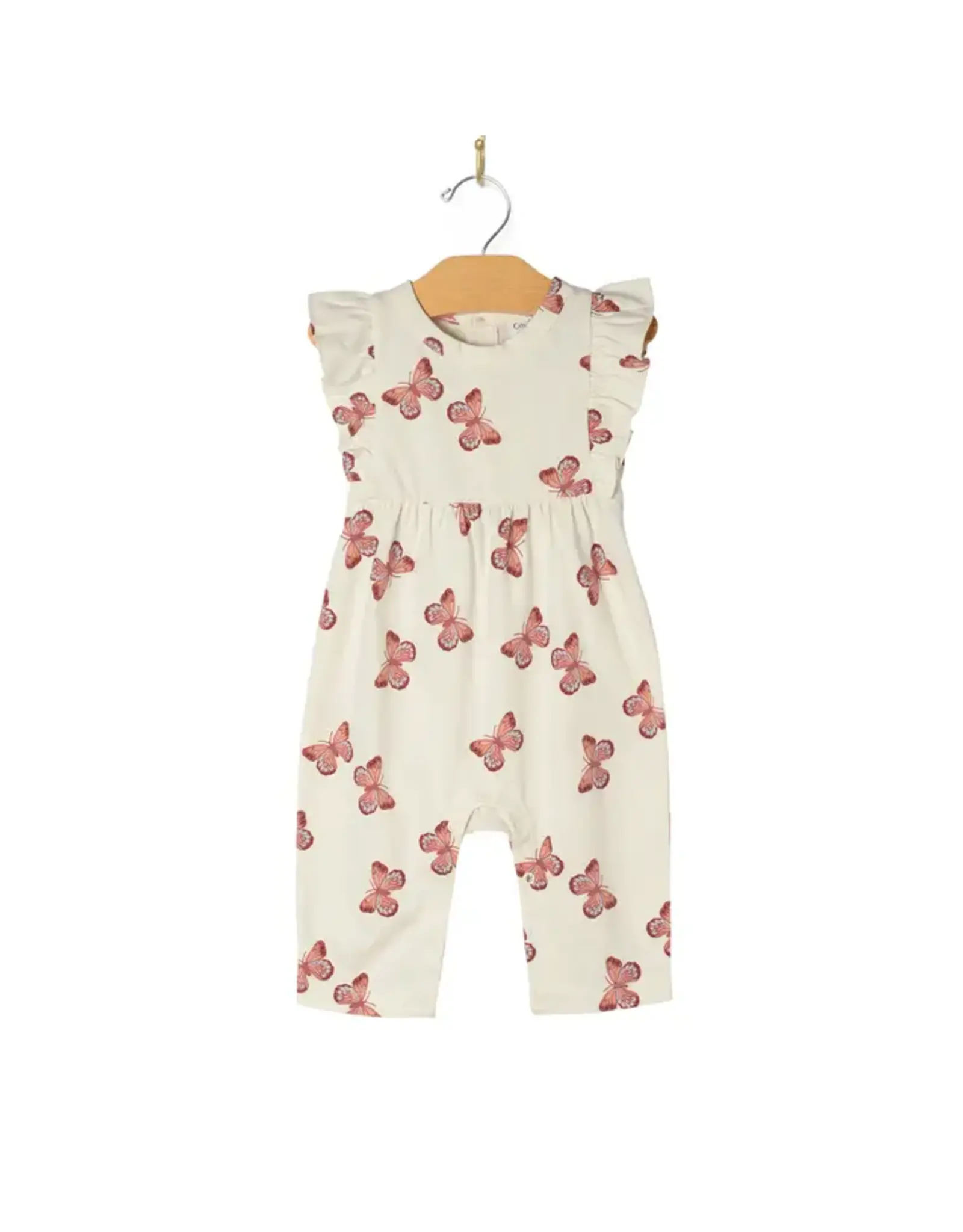 City Mouse Studio Flutter Long Romper, Butterflies