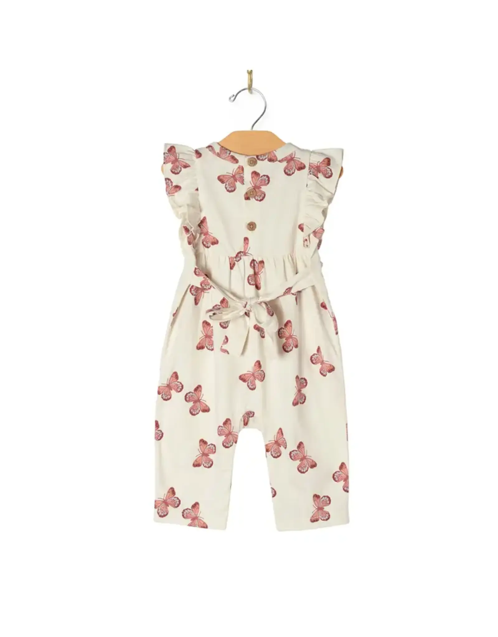 City Mouse Studio Flutter Long Romper, Butterflies