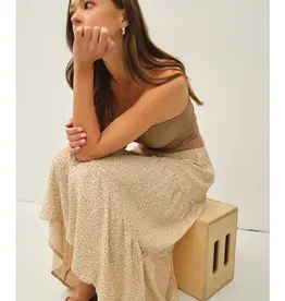 Tiered Floral Print Midi Skirt