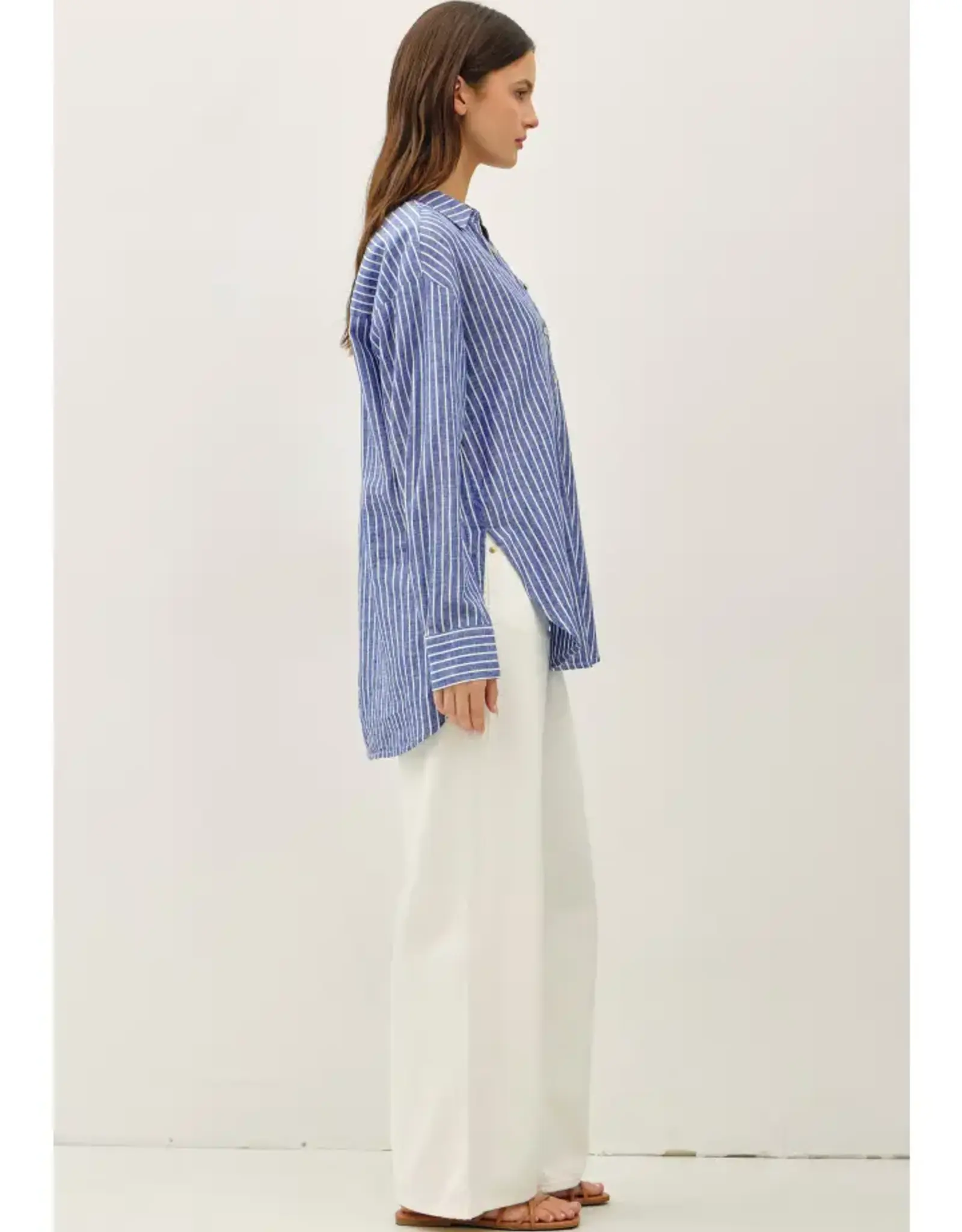 Cotton Linen Blend Button Up