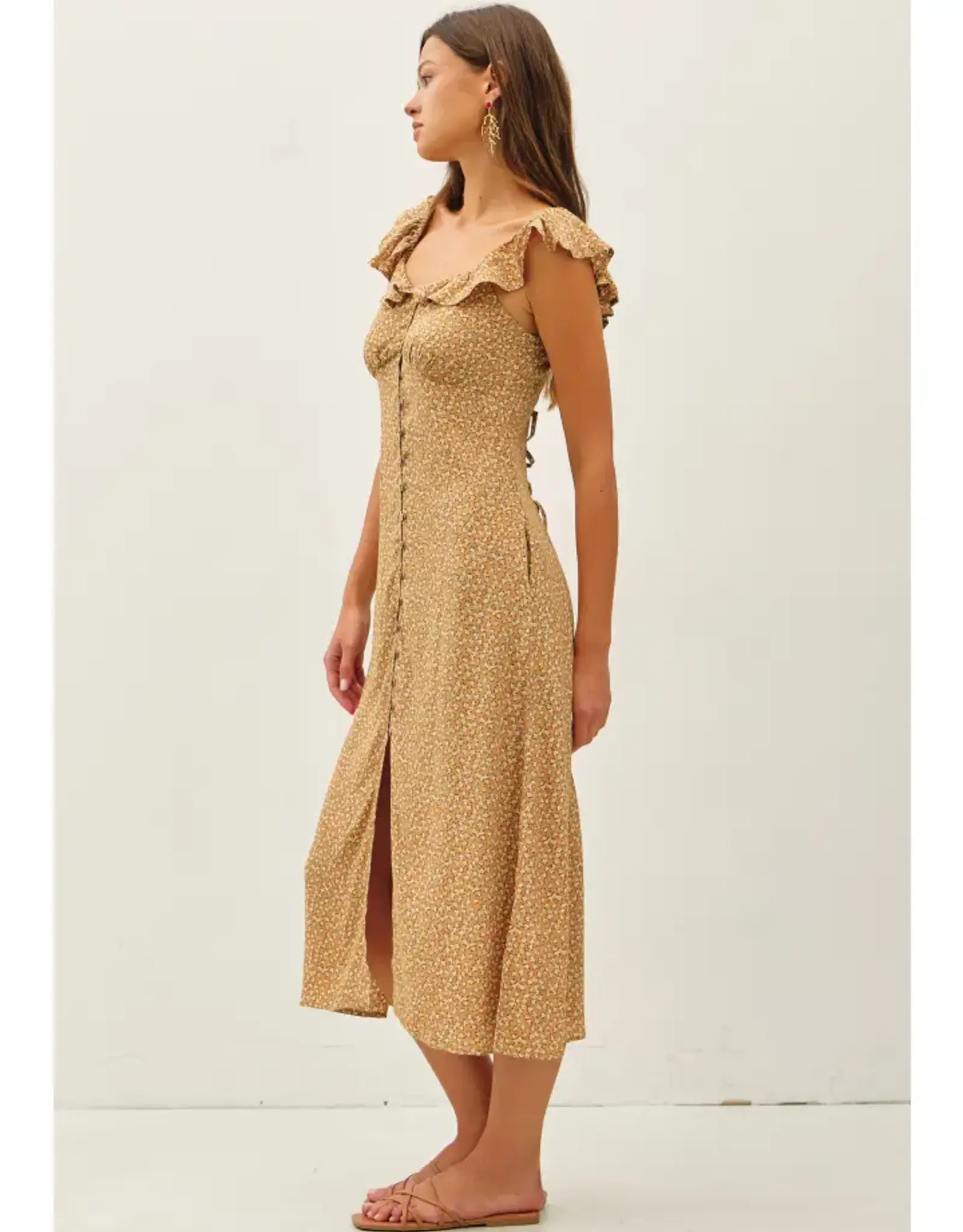 Vintage Ditsy Print Midi Dress