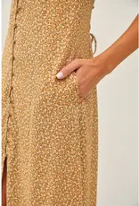 Vintage Ditsy Print Midi Dress