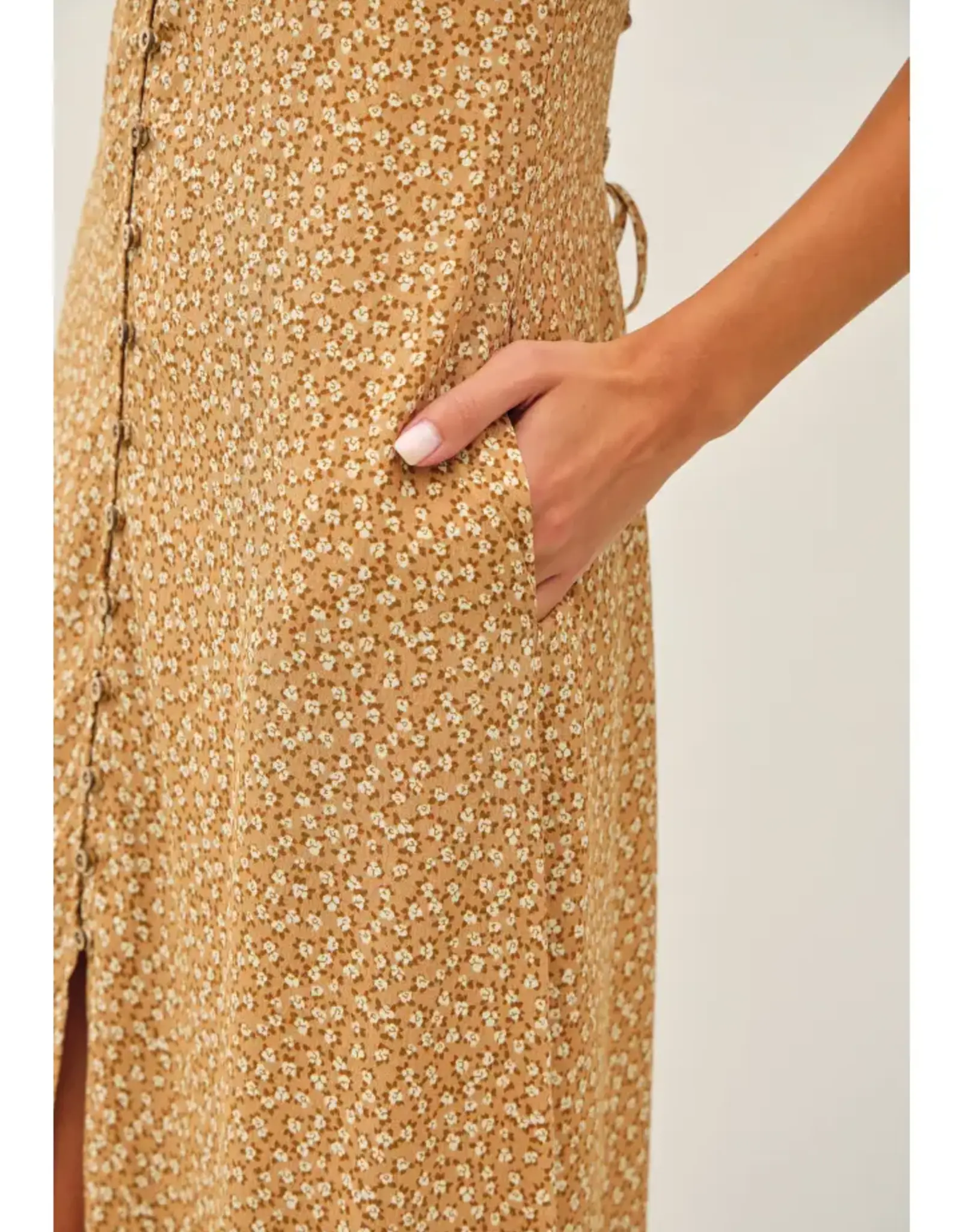 Vintage Ditsy Print Midi Dress