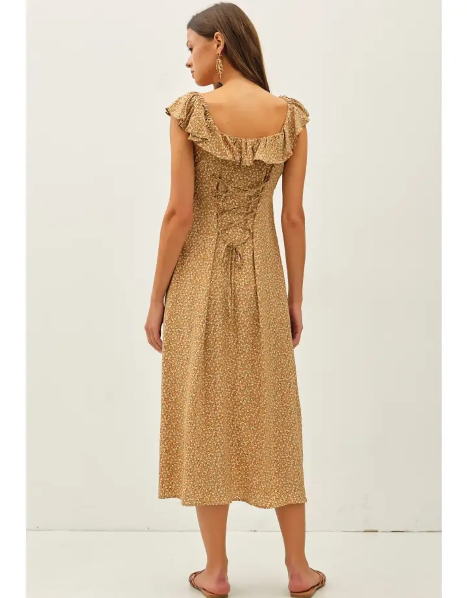 Vintage Ditsy Print Midi Dress