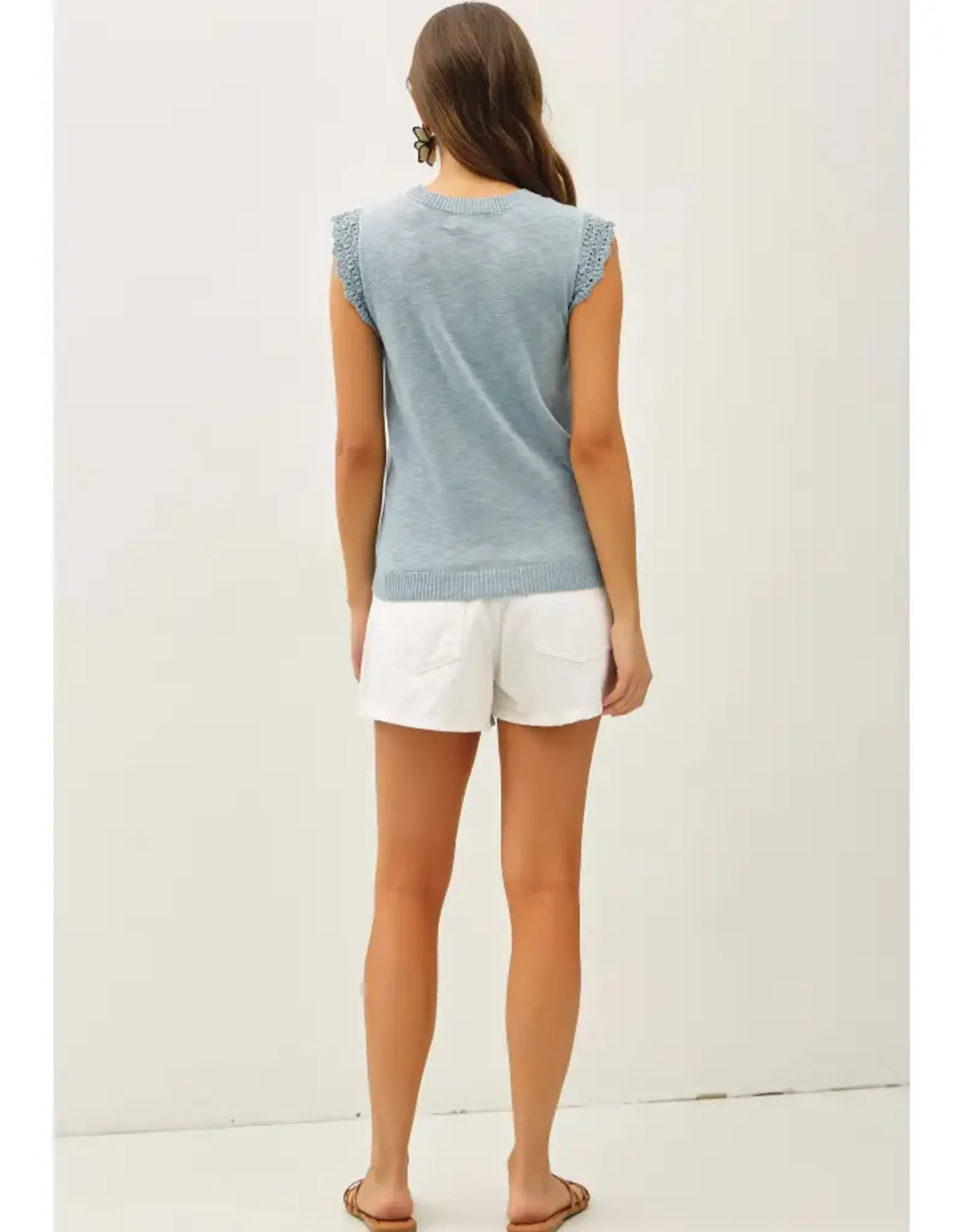 Crochet Ruffle Sleeve Top