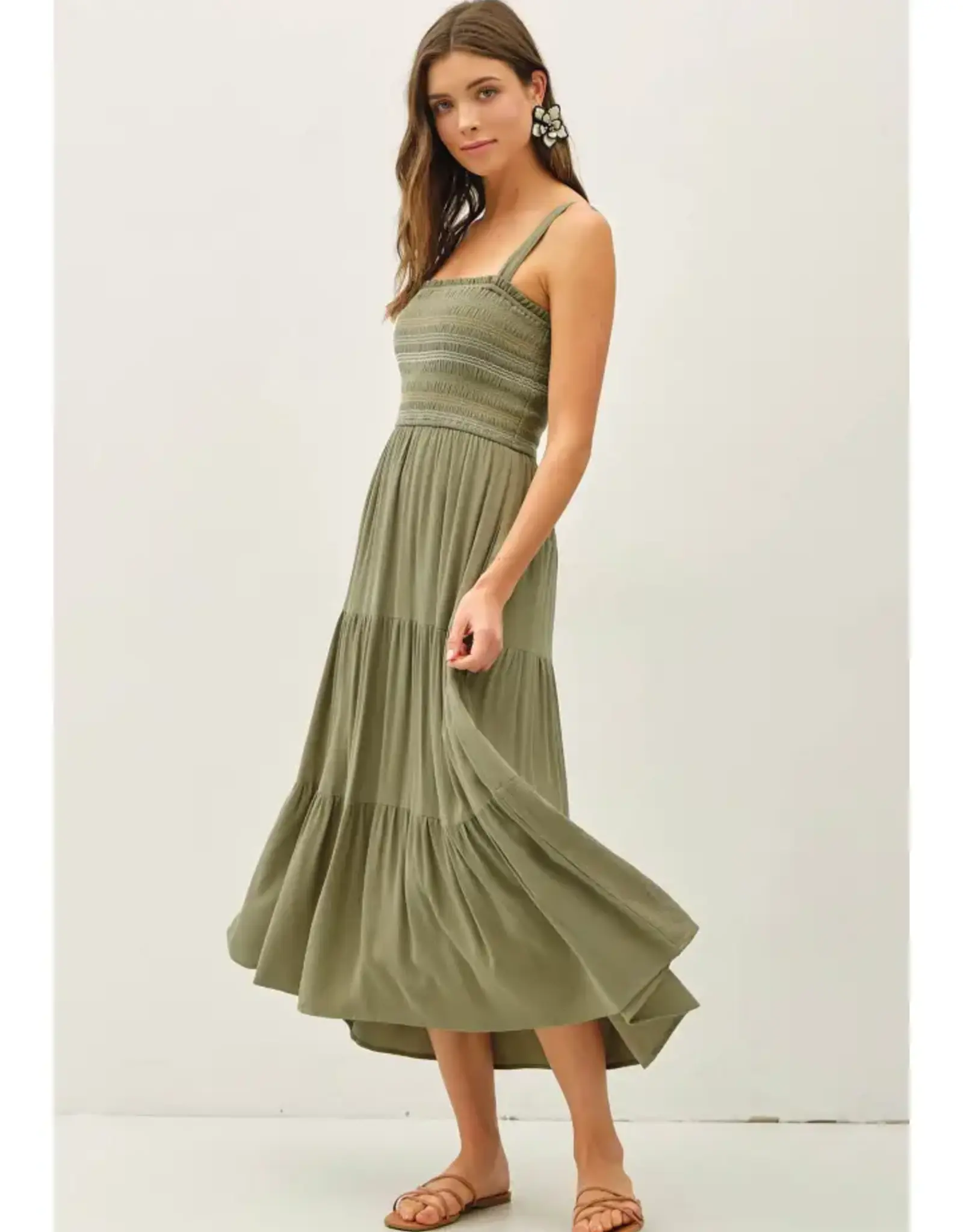 Smocked Tier Midi Dress