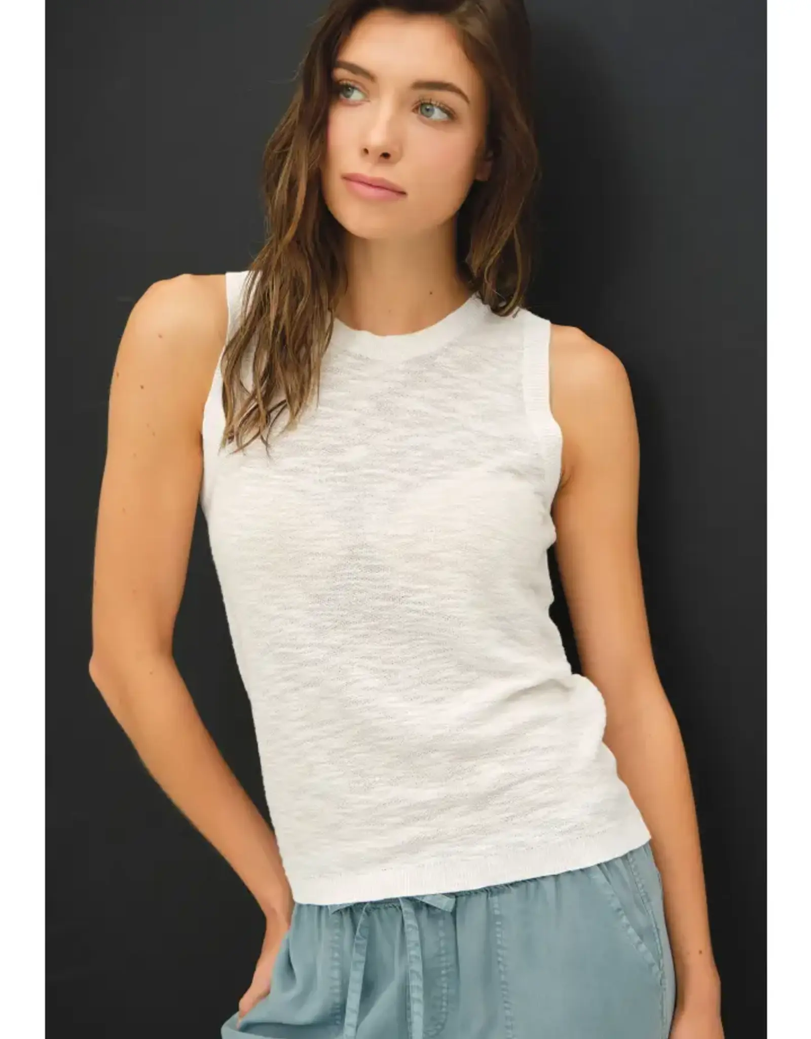 Round Neck Slub Knit Top