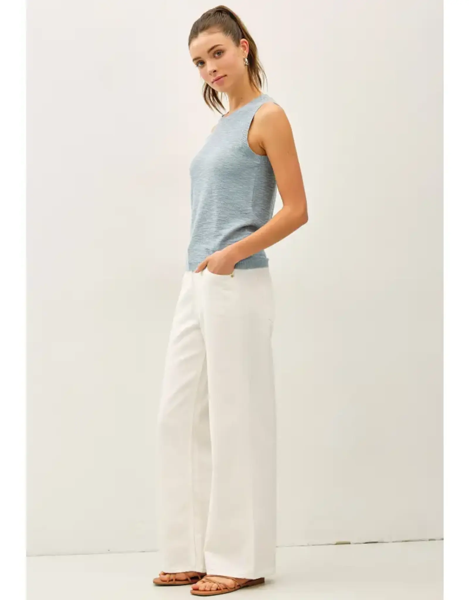 Round Neck Slub Knit Top