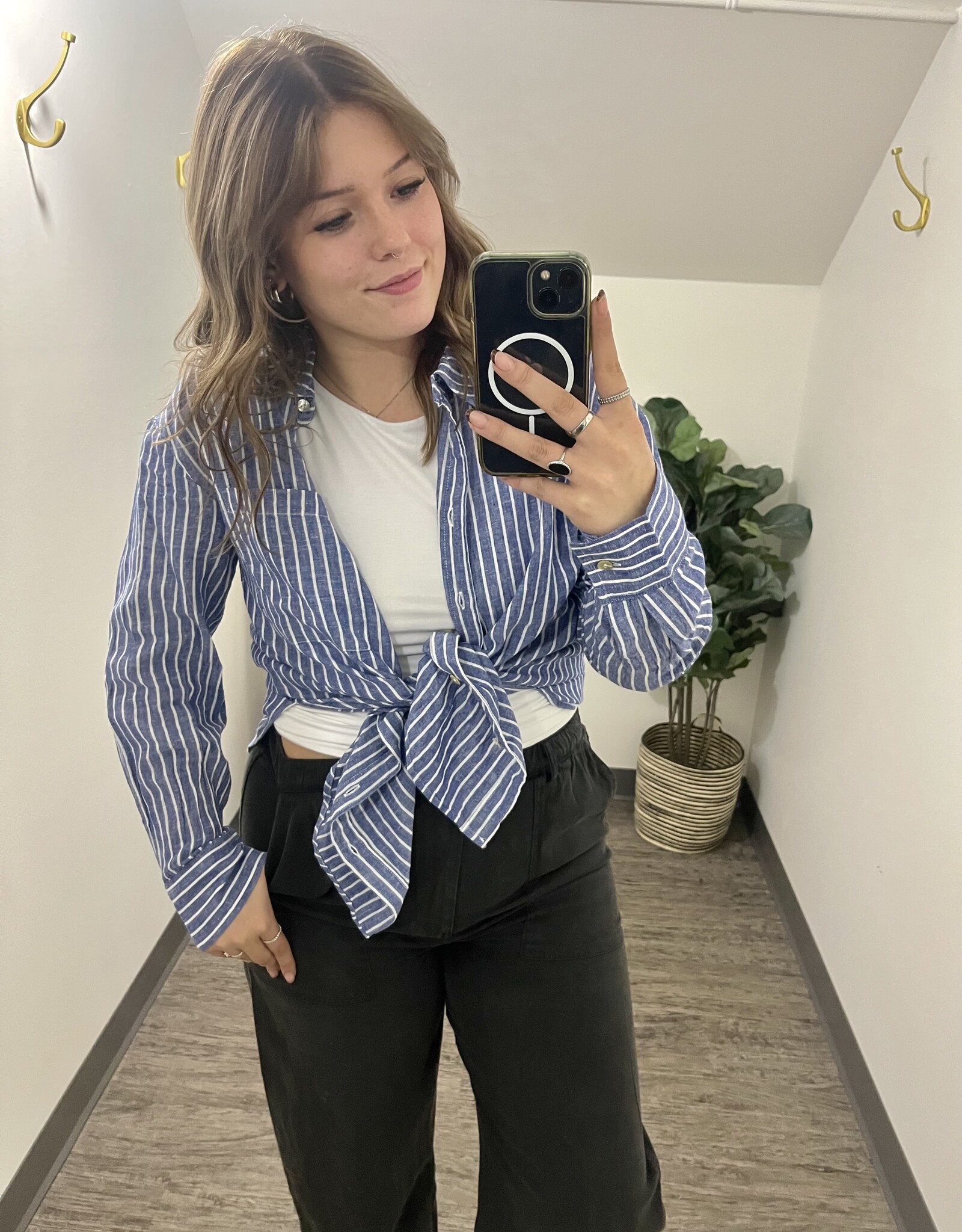 Cotton Linen Blend Button Up