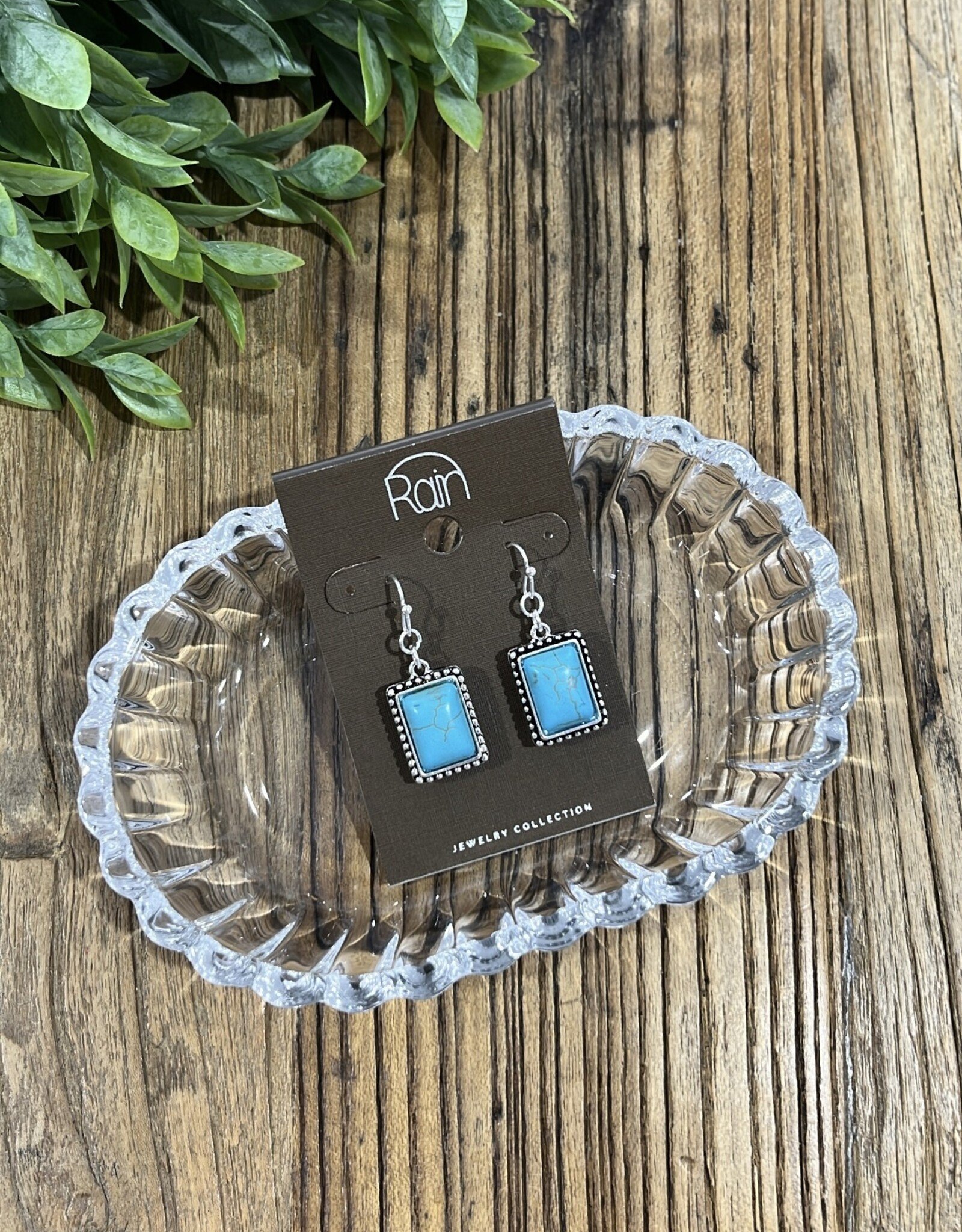 Rain Jewlery Silver Turquoise Rectangle Earrings