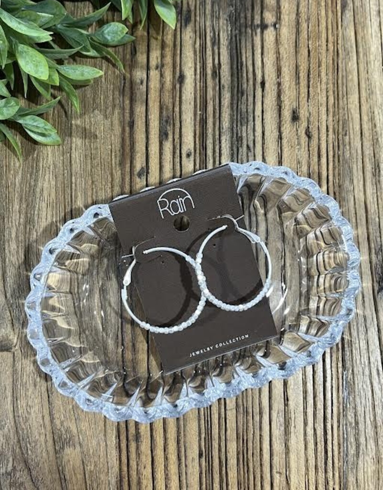 Rain Jewlery Silver Beaded Hoop Earrings