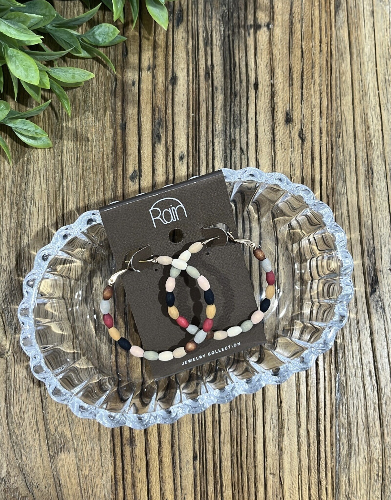 Rain Jewlery Multicolor Wood Beaded Hoop Earrings