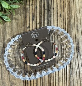 Rain Jewlery Multicolor Wood Beaded Hoop Earrings