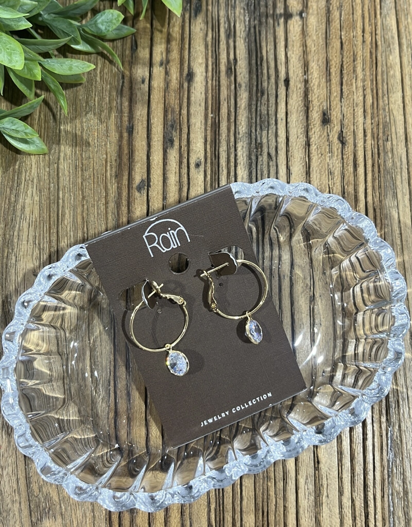 Rain Jewlery Gold Crystal Drop Hoop Earring