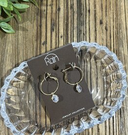 Rain Jewlery Gold Crystal Drop Hoop Earring