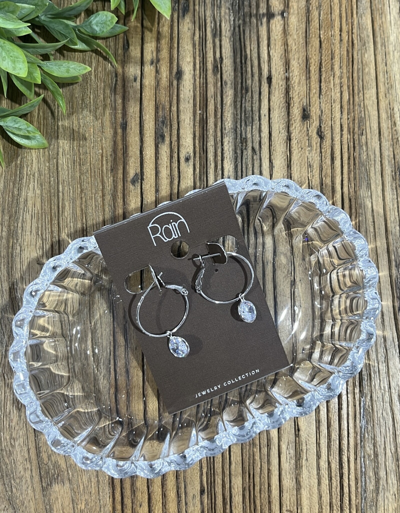 Rain Jewlery Silver Crystal Drop Hoop Earring