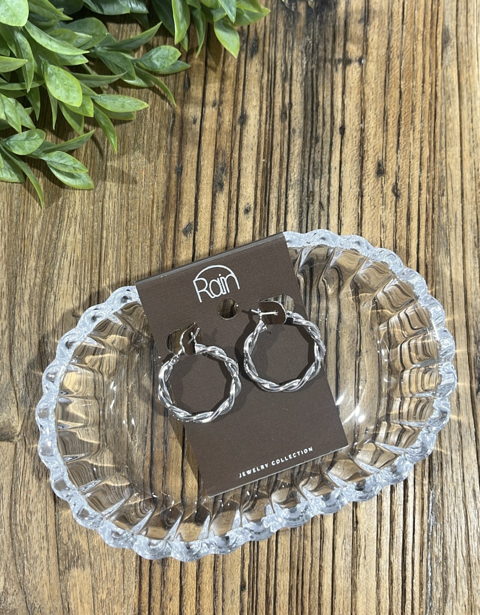 Rain Jewlery Silver Twisty Hoop Earrings