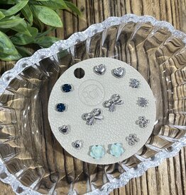 Rain Jewlery Blue Bow Earrings Set of 7