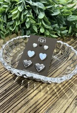 Rain Jewlery White Heart Earring Set