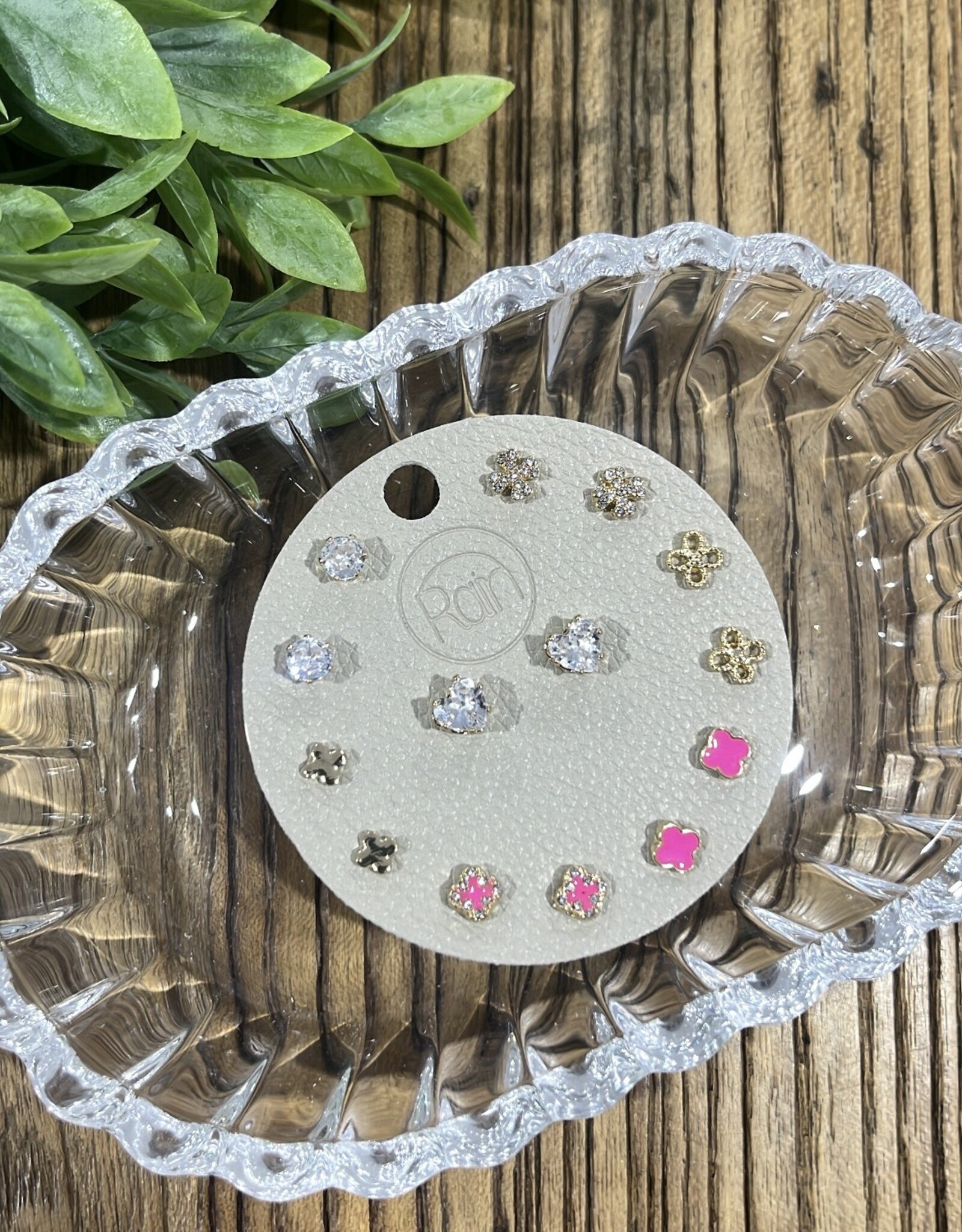 Rain Jewlery Pink Clover Earring Set of 7