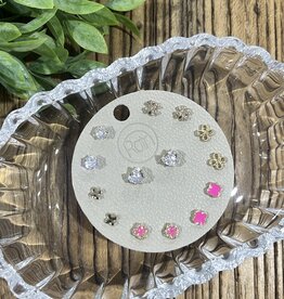 Rain Jewlery Pink Clover Earring Set of 7