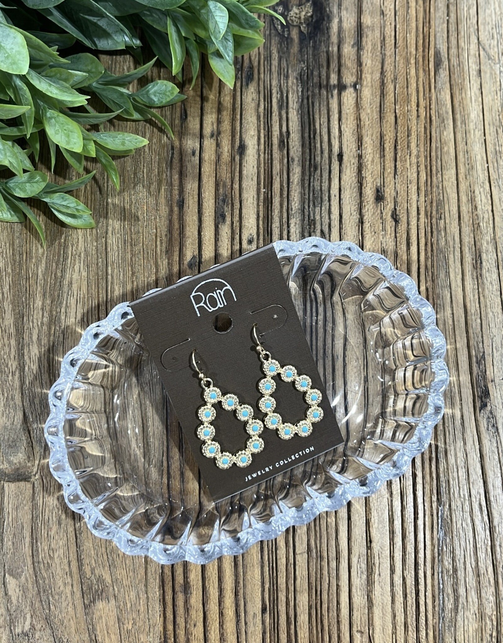 Rain Jewlery Gold Blossom Turquoise Earrings