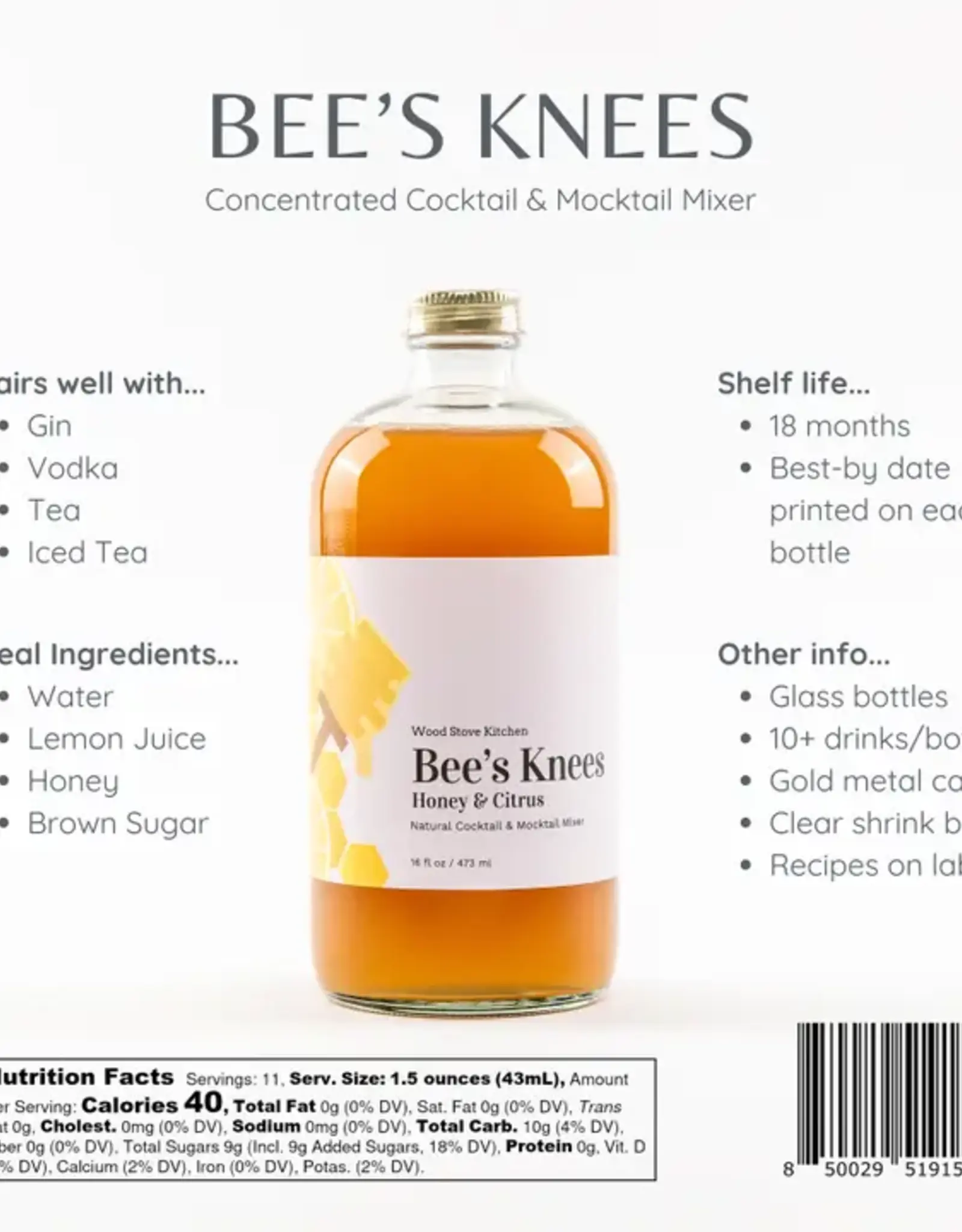 Wood Stove Kitchen Cocktail Mixer, Bee's Knees